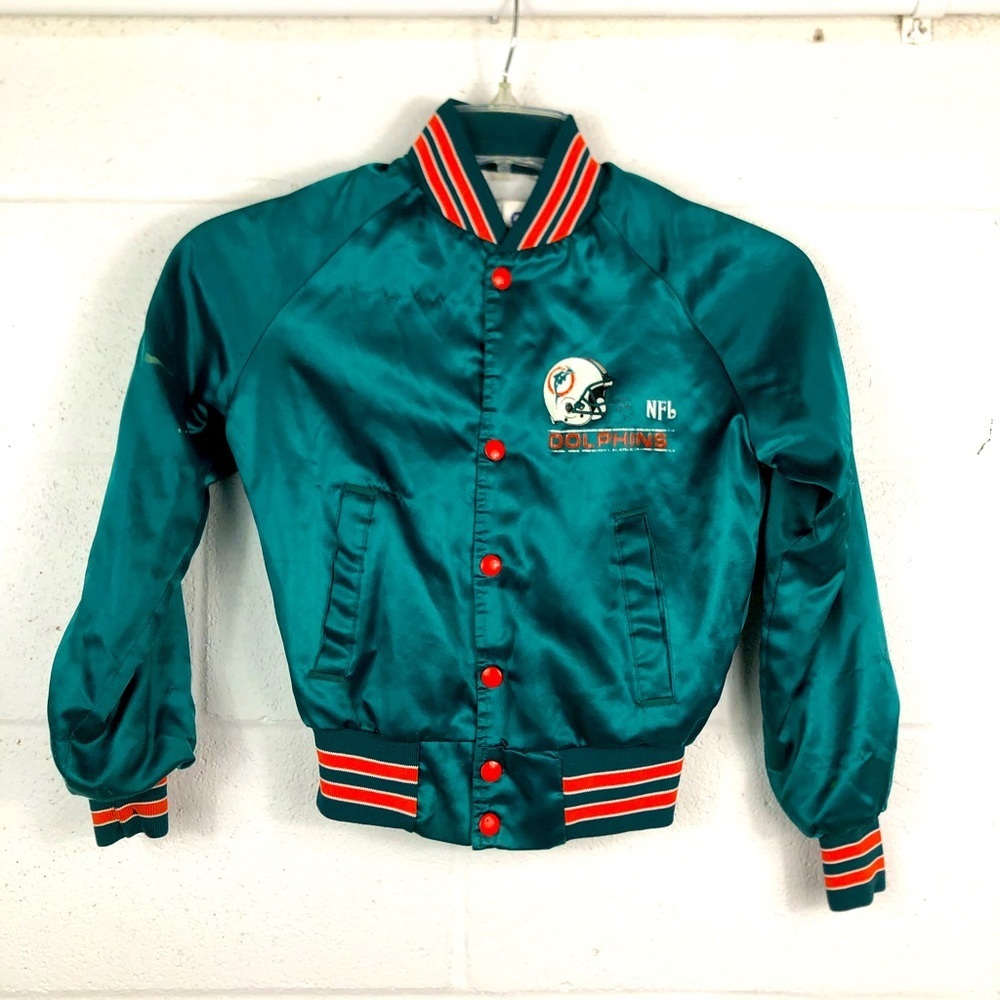 Vintage chalk line youth boys girls Miami dolphins satin jacket size 10 12